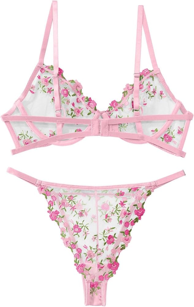 Floral Embroidered Lingerie Set – Bra & Panty
