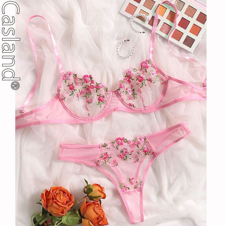 Floral Embroidered Lingerie Set – Bra & Panty