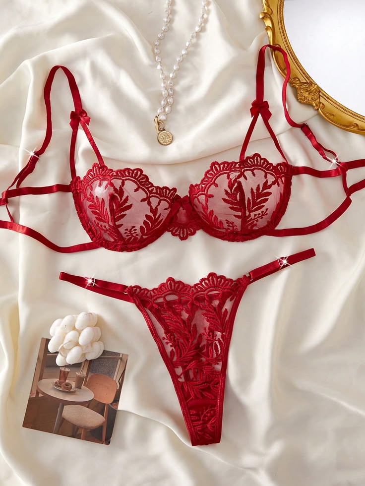 Floral Embroidered Lingerie Set – Bra & Panty