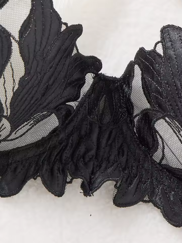 Black Floral Embroidery 2-Piece Set.