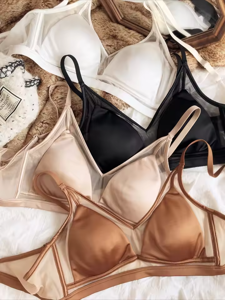 French Silk Lace V-Neck Wireless Bra.