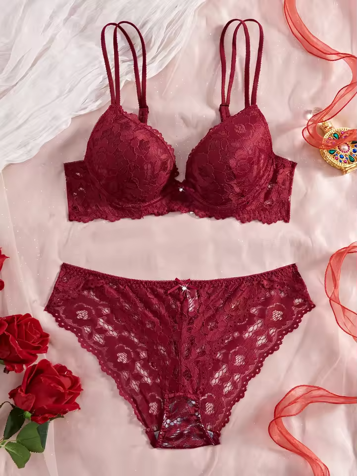 Rhinestone Lace Push-Up Set